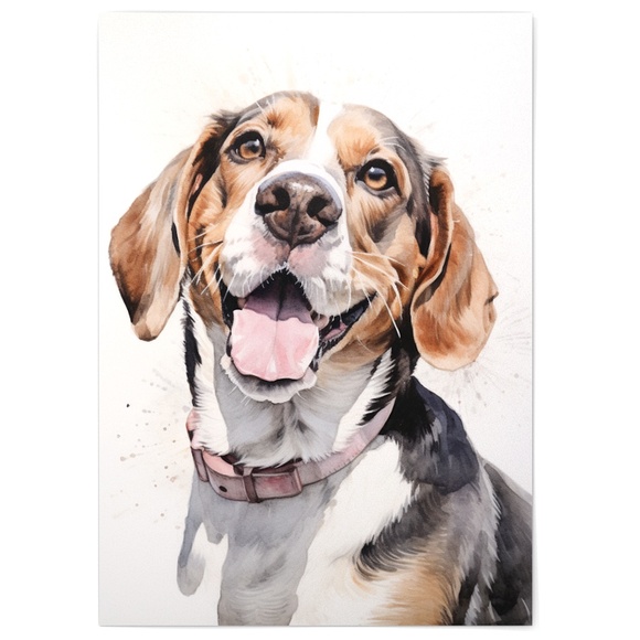 Creative Path Studios Other - Watercolor Beagle Dog Portrait Wall Art Print Poster Unframed